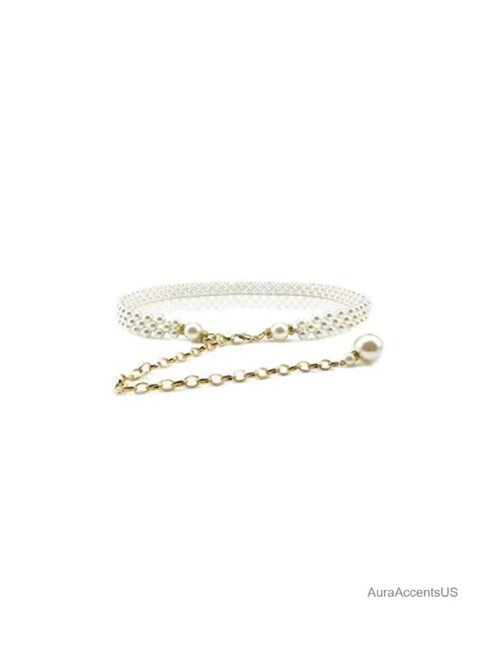 Fashion Pearl Decorative Metal Waist Chain, 100cm
